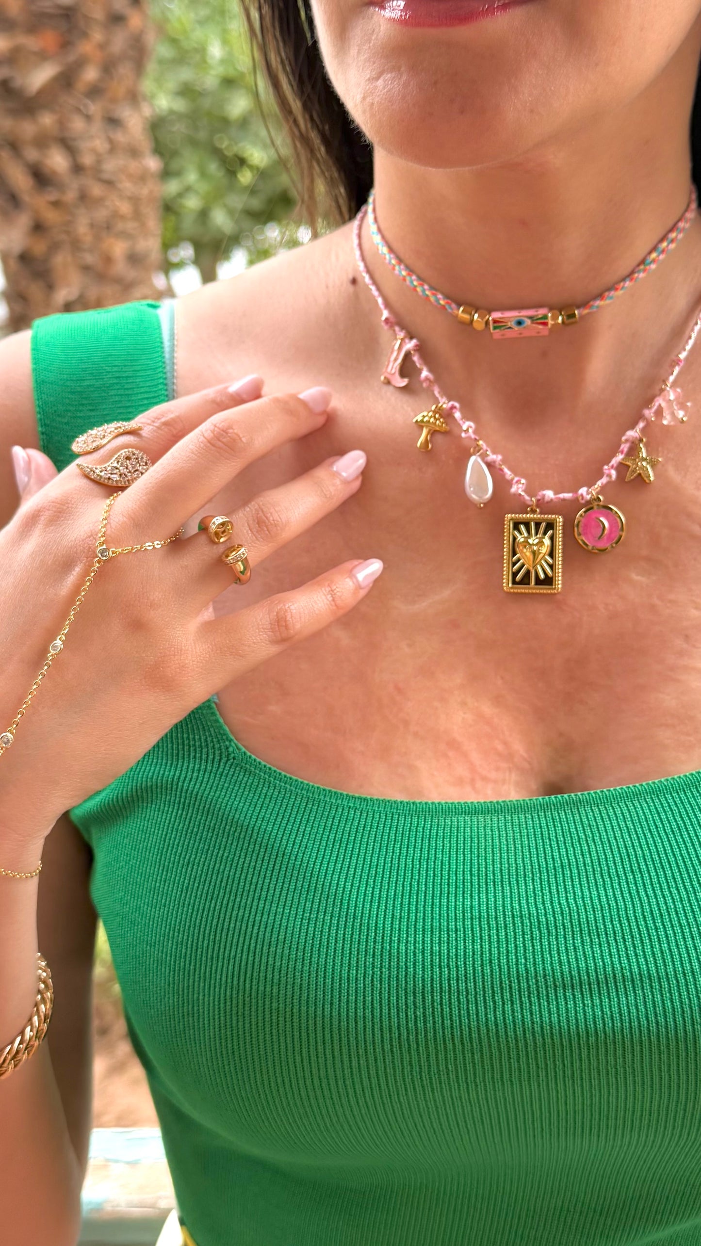 Collier Bohème rose