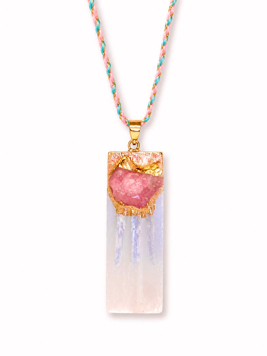 Sautoir quartz rose