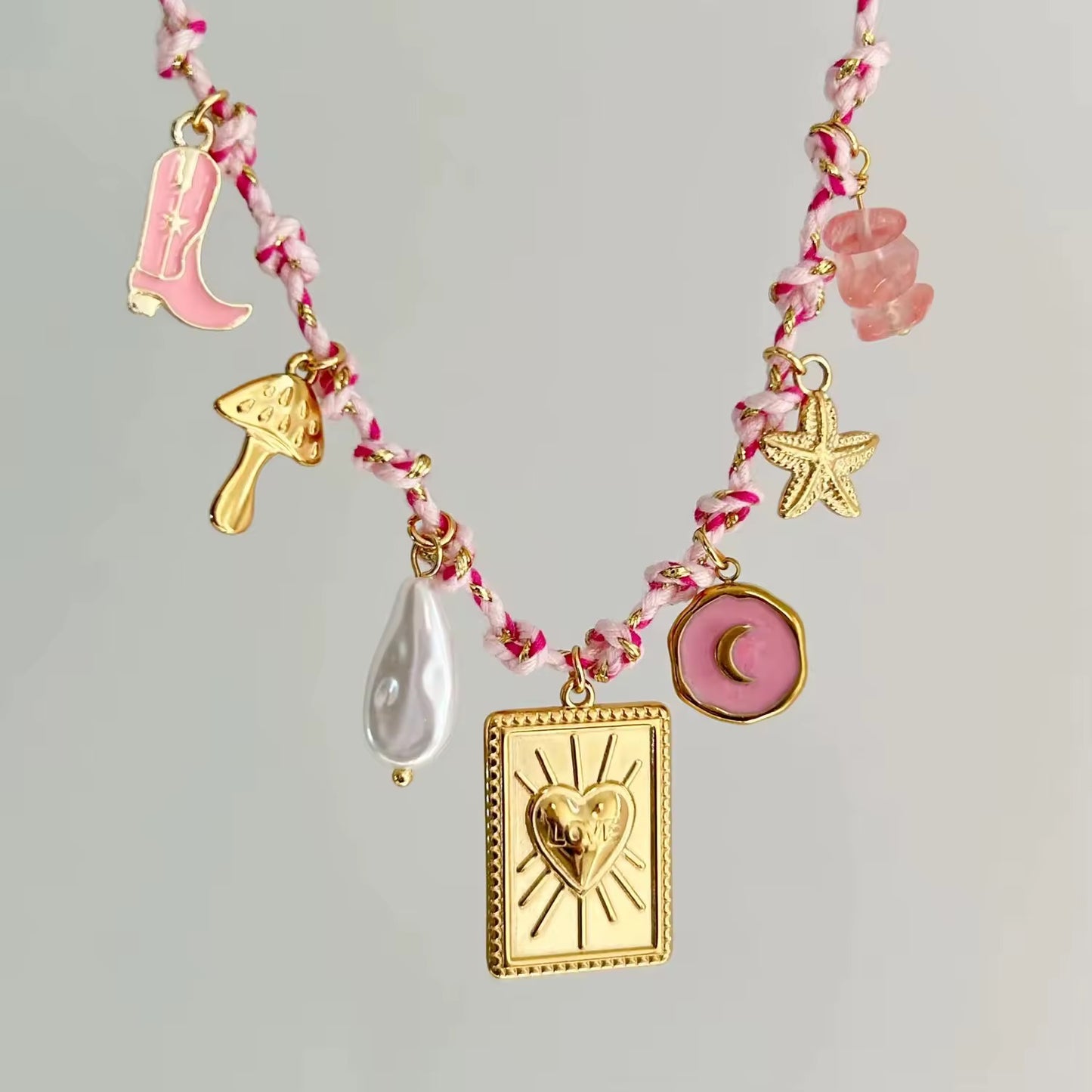 Collier Bohème rose